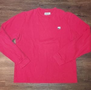 Vintage Men's Hollister Red Ribbed Red Thin Sweater Shirt Size Small S